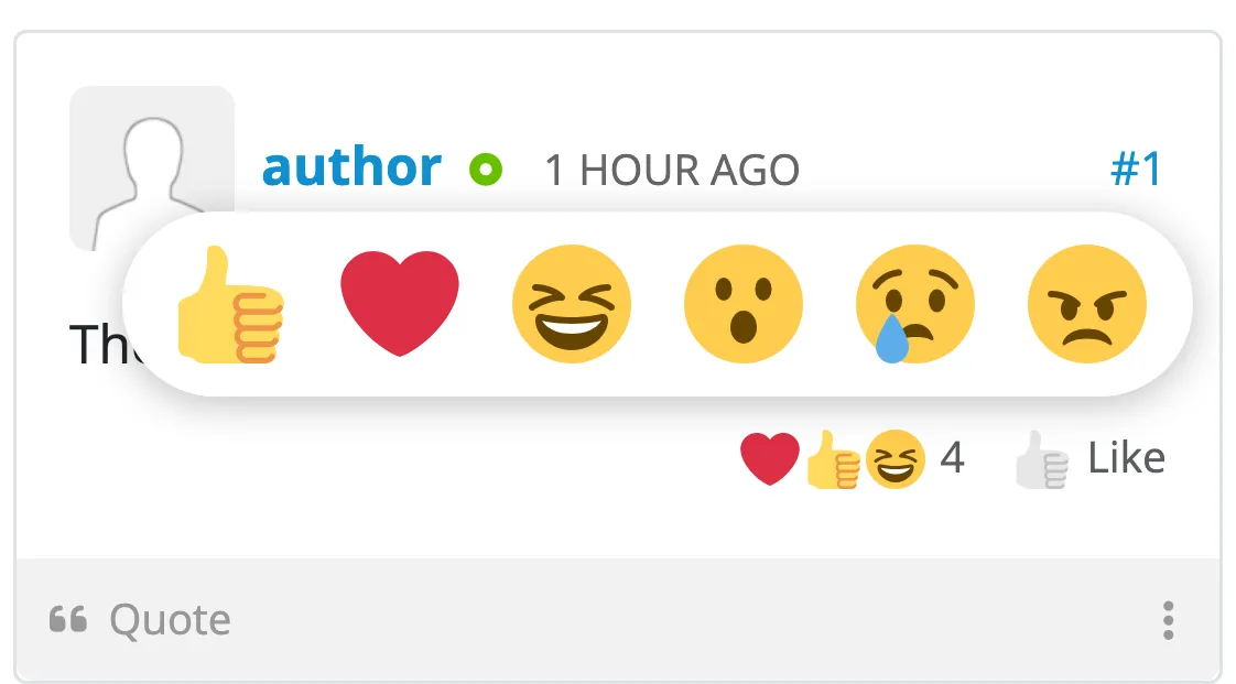 The reactions popped up above the button on a phone