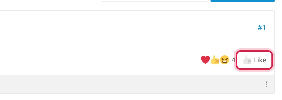 A post's reactions, with the Like button circled